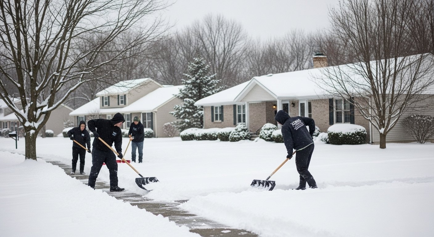 Finished driveway and walkway after snow service